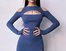 Трикотажне плаття по фігурі зі шнурівкою на ніжці Трикотажне плаття по фігурі зі шнурівкою на ніжці | PUSHKA SHOP