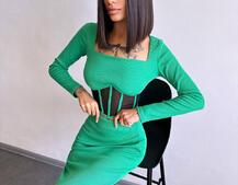 Трикотажний комплект: топ з елементами корсету та спідниця з розрізами  Трикотажний комплект: топ з елементами корсету та спідниця з розрізами  | PUSHKA SHOP