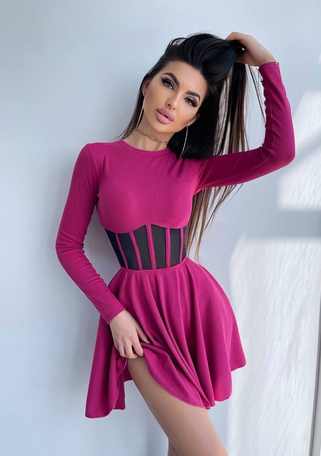 Приталена сукня з корсетною вставкою та спідницею-сонцем | PUSHKA SHOP