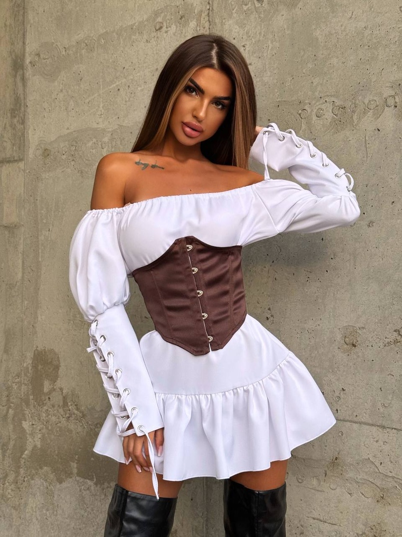 Комплект: Сукня-сорочка + корсет на гачках Комплект: Сукня-сорочка + корсет на гачках | PUSHKA SHOP