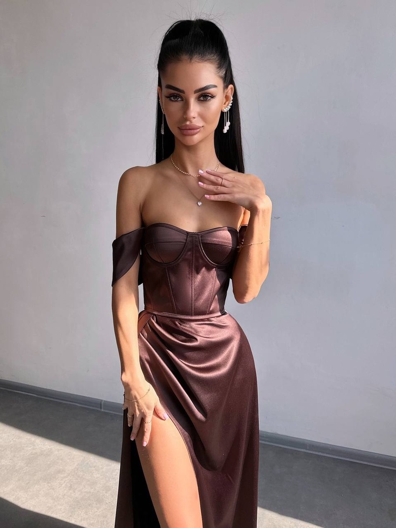 Атласний комплект: корсет бюстʼє + спідниця максі  | PUSHKA SHOP