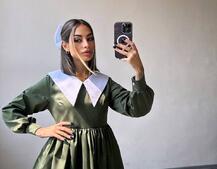 Котонова сукня з комірцем + бант  Котонова сукня з комірцем + бант  | PUSHKA SHOP