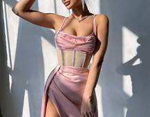 Комплект: корсет, декорований стразами + спідниця максі з драпіруванням  Комплект: корсет, декорований стразами + спідниця максі з драпіруванням  | PUSHKA SHOP