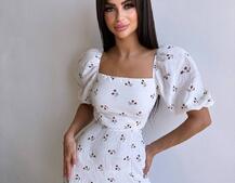 Сукня -міді зі шнурівкою на спинці та розрізом на ніжці з принтом  Сукня -міді зі шнурівкою на спинці та розрізом на ніжці з принтом  | PUSHKA SHOP