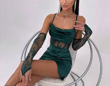 Комплект: корсет, декорований мереживом   + рукавички+ спідниця міні з драпіруванням   Комплект: корсет, декорований мереживом   + рукавички+ спідниця міні з драпіруванням   | PUSHKA SHOP