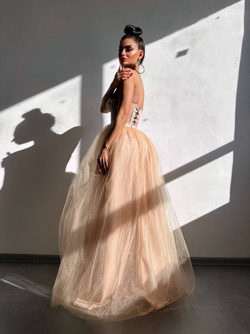 Комплект: корсет бюстьє декорований стразами + пишна спідниця максі  Ручна робота  | PUSHKA SHOP