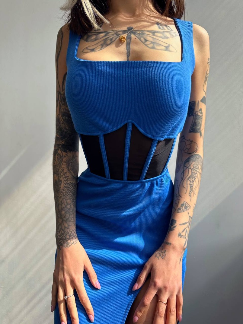 Сукня-міді  з елементами корсету   Сукня-міді  з елементами корсету   | PUSHKA SHOP