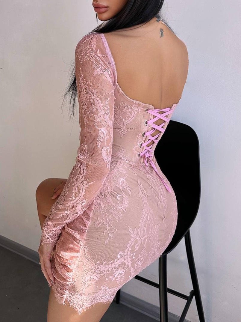 Мереживна сукня міні зі шлейфом Мереживна сукня міні зі шлейфом | PUSHKA SHOP