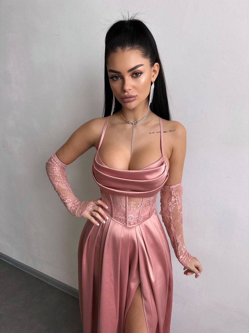 Атласний комплект: корсет + спідниця максі Атласний комплект: корсет + спідниця максі | PUSHKA SHOP