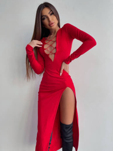 Сукня міді зі шнурівкою  Сукня міді зі шнурівкою  | PUSHKA SHOP