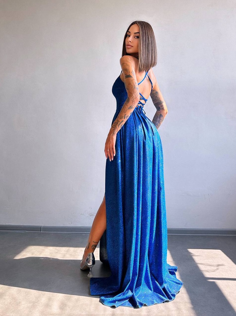 Сяюча сукня максі  зі шнурівкою на спинці Сяюча сукня максі  зі шнурівкою на спинці | PUSHKA SHOP