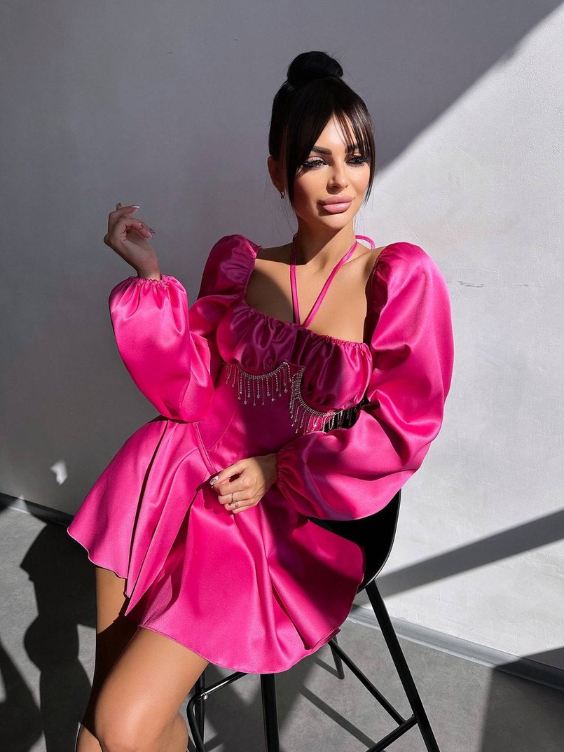 Сукня з корсетом, декорованим бахромою зі страз Ручна робота  Сукня з корсетом, декорованим бахромою зі страз Ручна робота  | PUSHKA SHOP