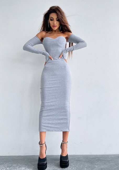 Облягаюча сукня міді з чашками з ефектом push up | PUSHKA SHOP