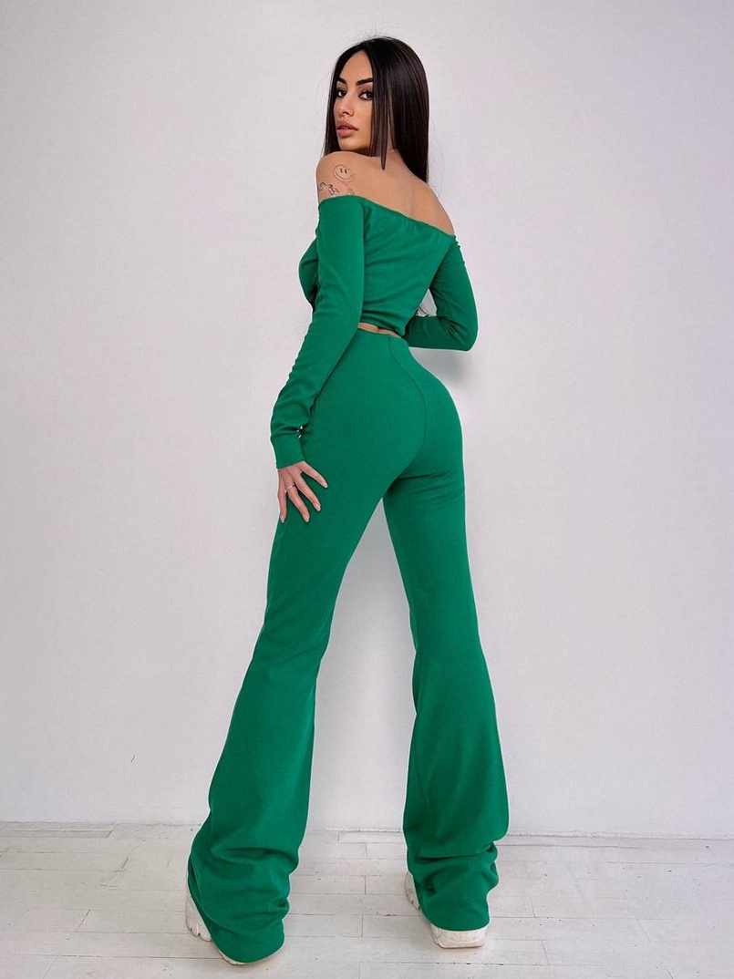 Комплект : штани кльош і топ з елементами корсету  Комплект : штани кльош і топ з елементами корсету  | PUSHKA SHOP