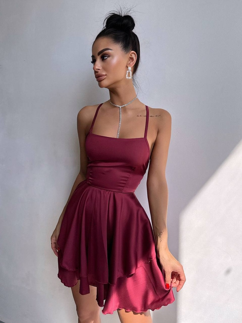 Шовкова сукня  з пишною спідницею та шнурівкою   | PUSHKA SHOP