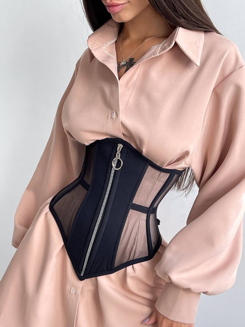 Приталена сорочка + корсет з блискавкою Приталена сорочка + корсет з блискавкою | PUSHKA SHOP