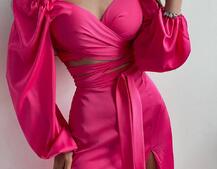 Шелковый комплект: топ с завязками на талии + юбка миди с разрезом  | PUSHKA SHOP