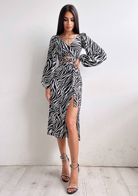 Комплект: топ із зав'язками на талії + спідниця міді з розрізом Комплект: топ із зав'язками на талії + спідниця міді з розрізом | PUSHKA SHOP