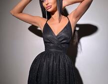 Блискуча сукня з пишною спідницею та шнурівкою на спинці Блискуча сукня з пишною спідницею та шнурівкою на спинці | PUSHKA SHOP