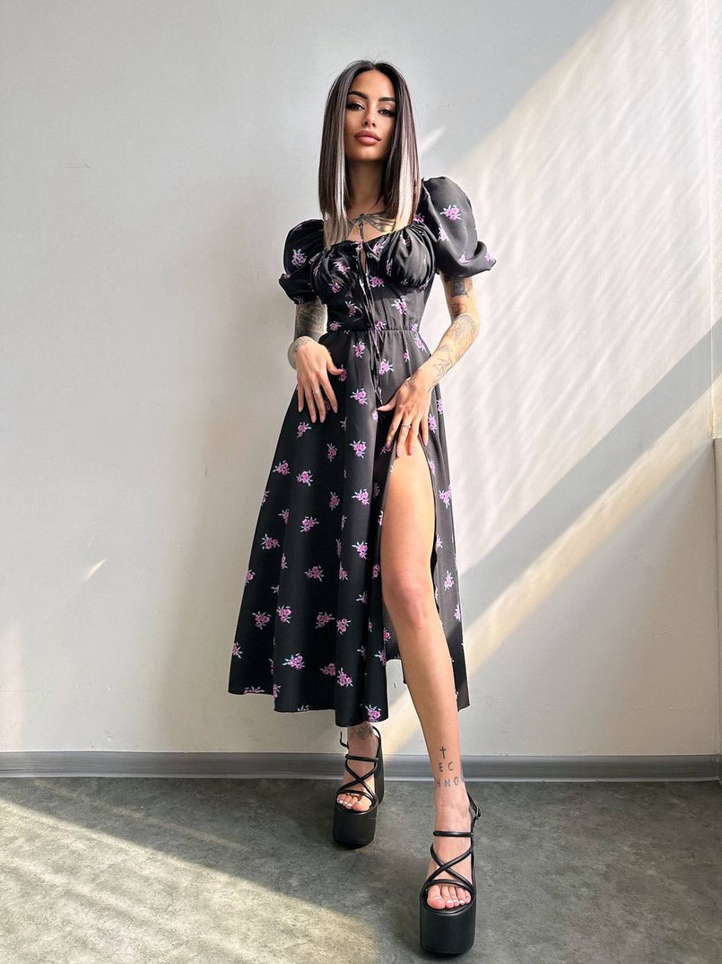 Сукня- міді  з квітковим принтом Сукня- міді  з квітковим принтом | PUSHKA SHOP