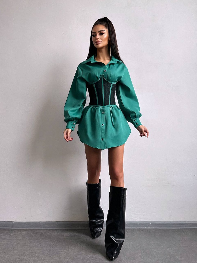 Приталена сорочка + корсет  Приталена сорочка + корсет  | PUSHKA SHOP