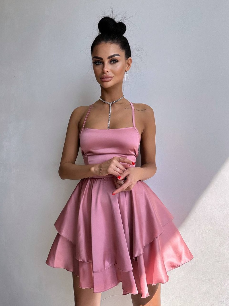 Шовкова сукня  з пишною спідницею та шнурівкою   | PUSHKA SHOP