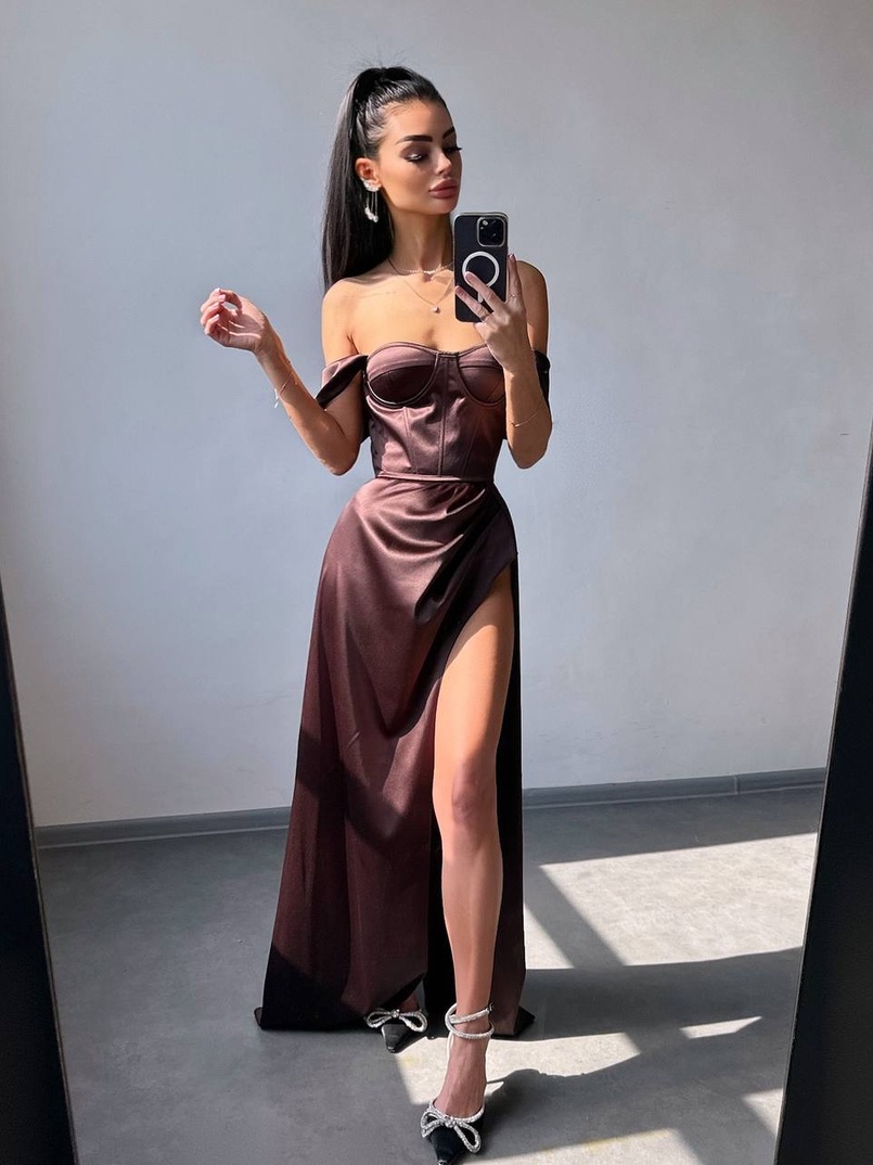 Атласний комплект: корсет бюстʼє + спідниця максі  | PUSHKA SHOP