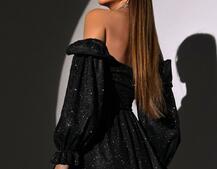 Блискуча сукня з чашечками та пишною спідницею Блискуча сукня з чашечками та пишною спідницею | PUSHKA SHOP