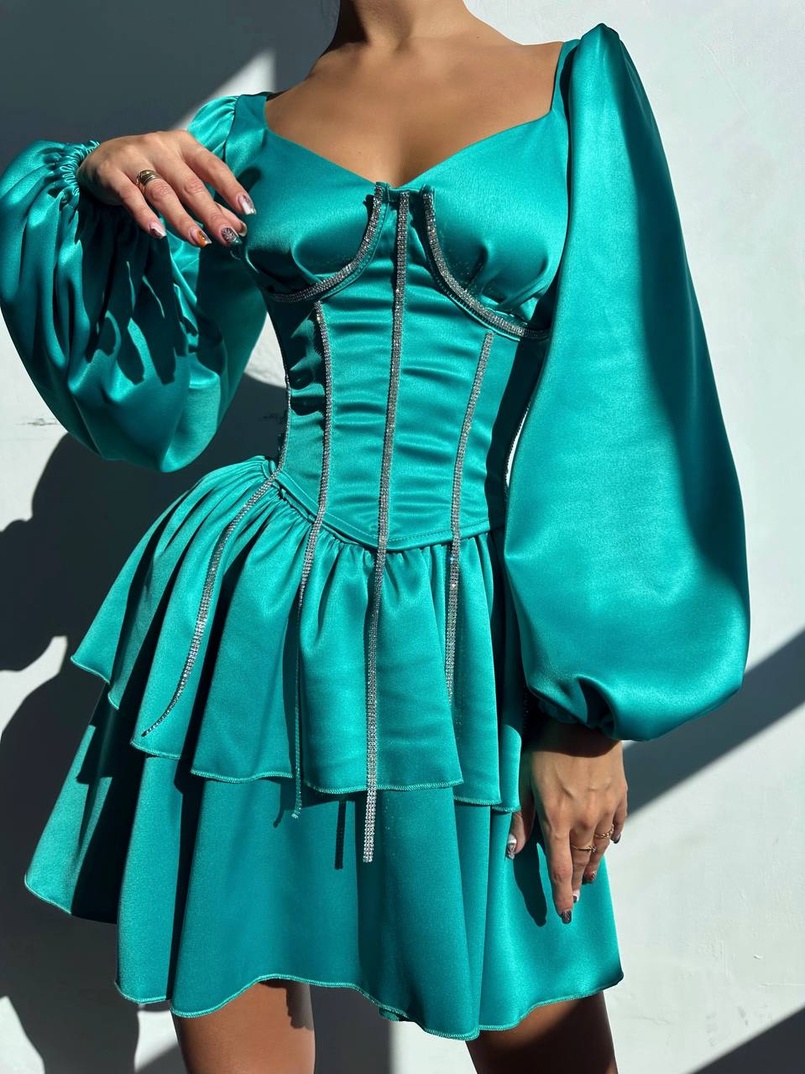 Сукня з корсетом, декорованим стразами  Ручна робота  Сукня з корсетом, декорованим стразами  Ручна робота  | PUSHKA SHOP