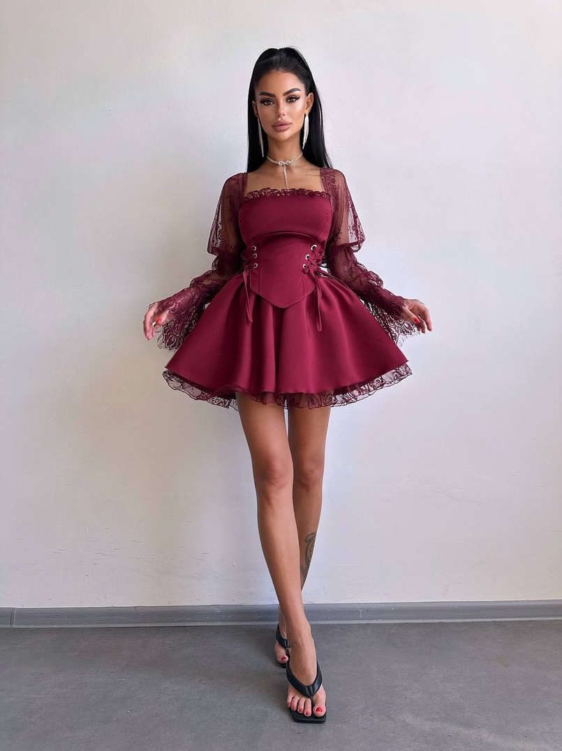 Сукня з корсетом декорована мереживом  Сукня з корсетом декорована мереживом  | PUSHKA SHOP