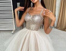 Платье-бюстье с пайетками и пышной фатиновой юбкой   | PUSHKA SHOP