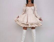 Корсетна сукня  з пишною подвійною спідницею та рюшами  Корсетна сукня  з пишною подвійною спідницею та рюшами  | PUSHKA SHOP