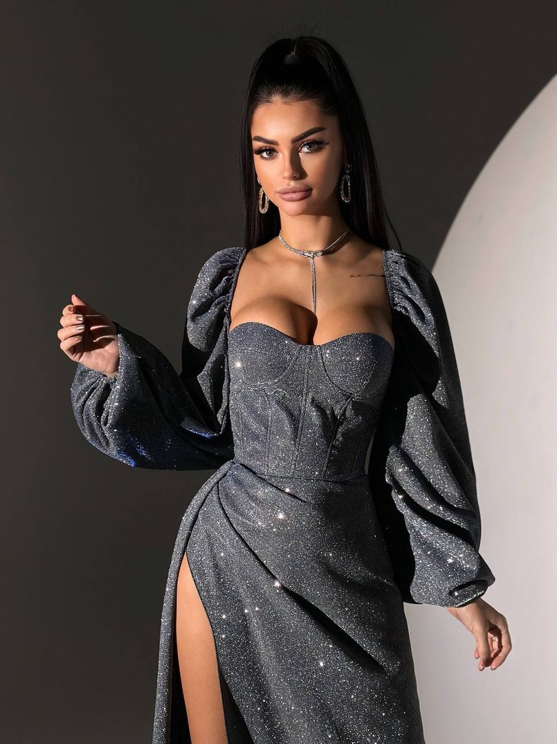 Сяючий комплект: корсет  + спідниця  максі з драпіруванням | PUSHKA SHOP