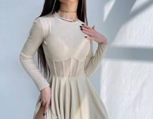 Приталена сукня з корсетною вставкою та спідницею-сонцем | PUSHKA SHOP