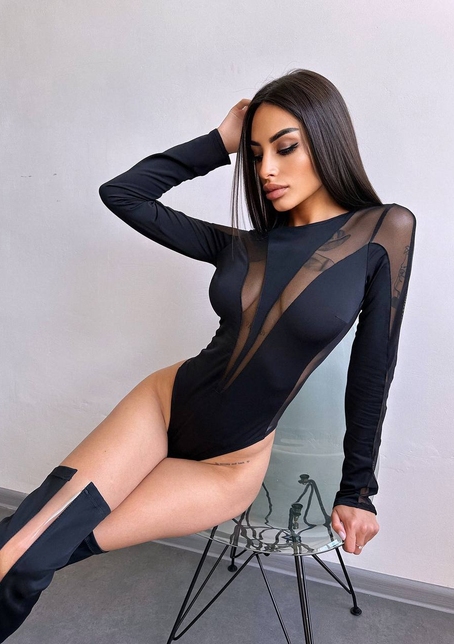 Боді із вставками сітки | PUSHKA SHOP