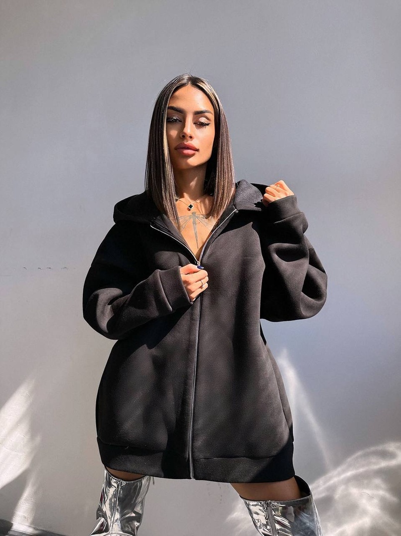 Трендове худі over size із сяючими стразами  | PUSHKA SHOP