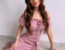 Квіткова сукня з воланами та шнуровкою на ніжці Квіткова сукня з воланами та шнуровкою на ніжці | PUSHKA SHOP