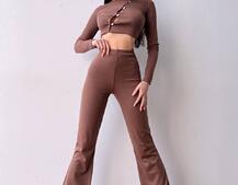 Комплект : штани кльош і топ на ґудзиках   Комплект : штани кльош і топ на ґудзиках   | PUSHKA SHOP