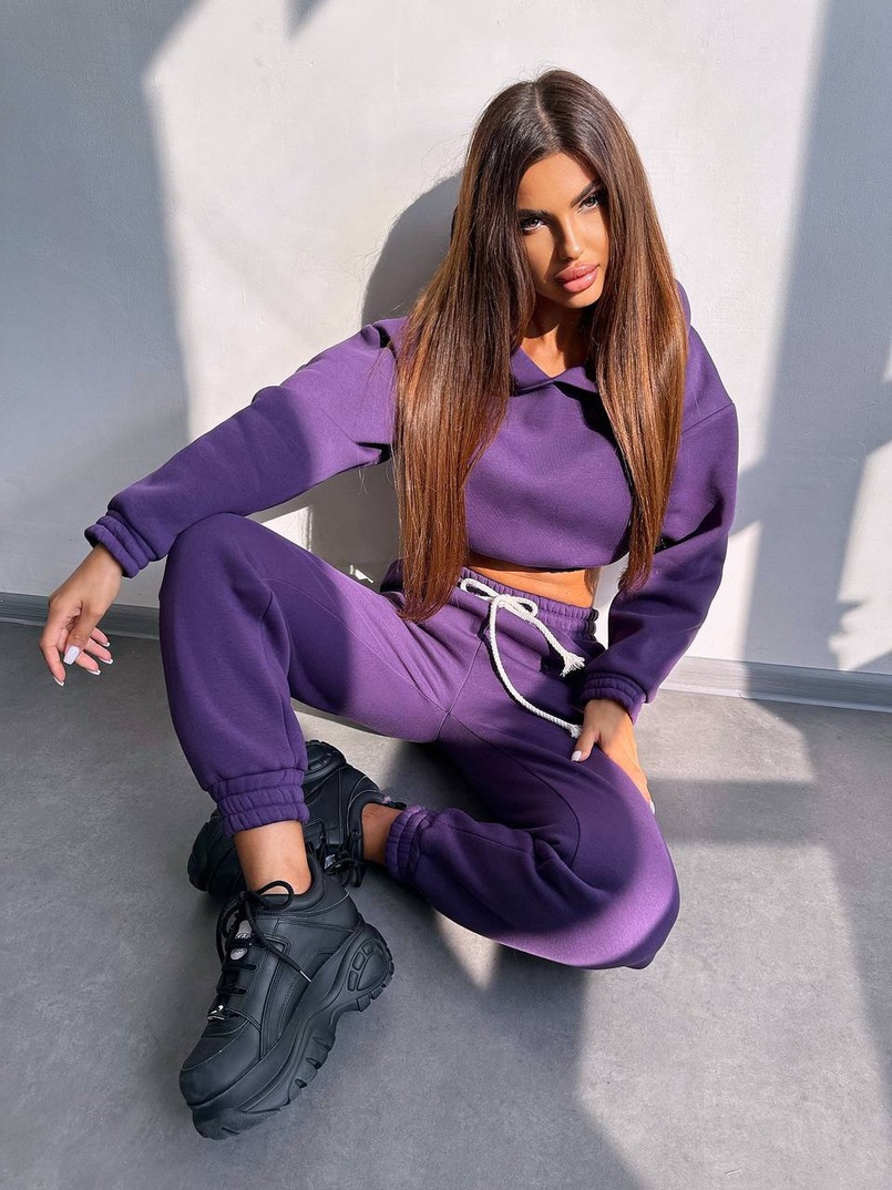 Базовий костюм на флісі з об'ємними капюшоном Базовий костюм на флісі з об'ємними капюшоном | PUSHKA SHOP