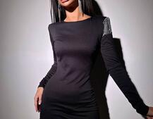 Сукня міні, декорована бахромою зі страз     Ручна робота  Сукня міні, декорована бахромою зі страз     Ручна робота  | PUSHKA SHOP