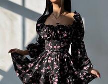 Квіткова сукня з воланами та шнуровкою по спинці Квіткова сукня з воланами та шнуровкою по спинці | PUSHKA SHOP