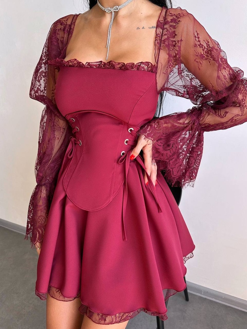 Сукня з корсетом декорована мереживом  Сукня з корсетом декорована мереживом  | PUSHKA SHOP