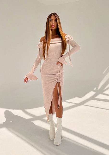 Трикотажна сукня міді з хомутом   | PUSHKA SHOP