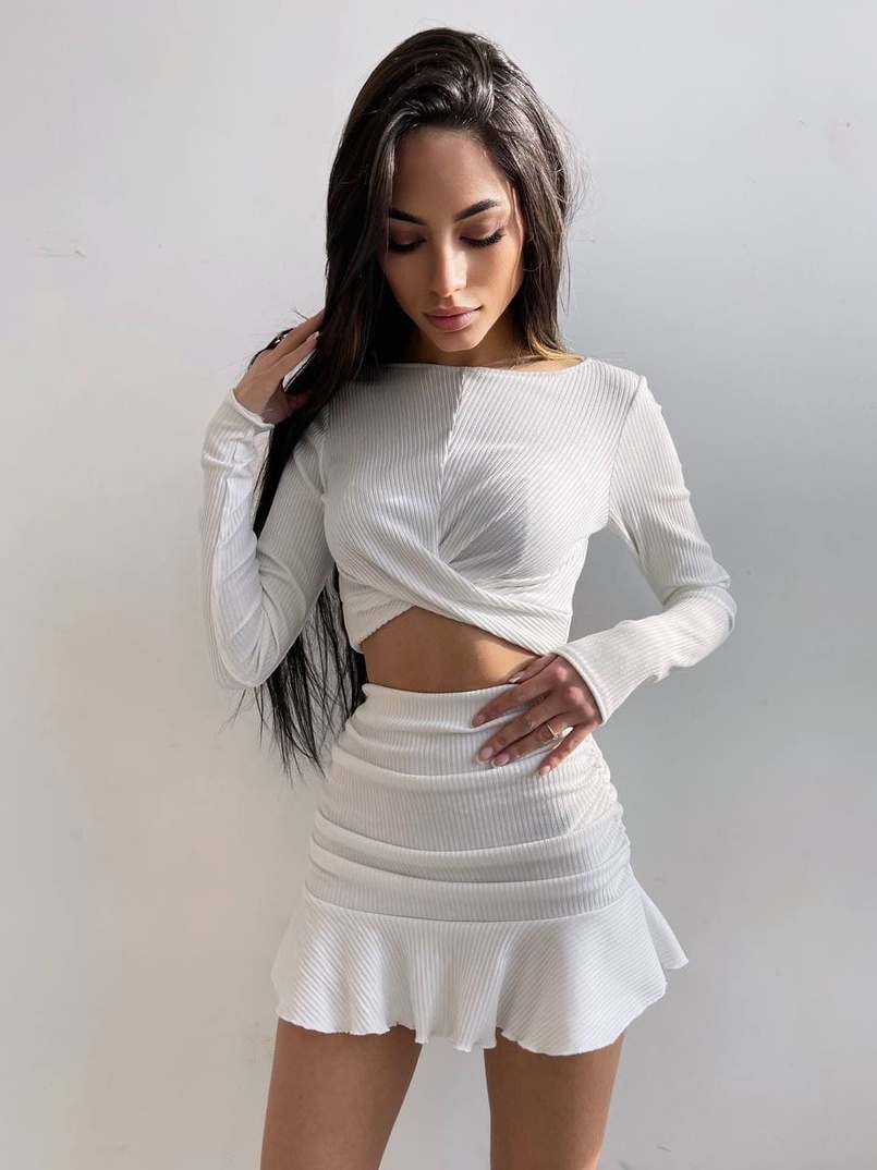 Трикотажный комплект: топ + юбка со сборкой   Трикотажный комплект: топ + юбка со сборкой   | PUSHKA SHOP