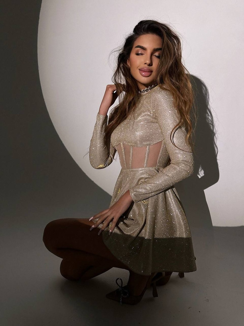 Блискуча корсетна сукня з пишною спідницею Блискуча корсетна сукня з пишною спідницею | PUSHKA SHOP