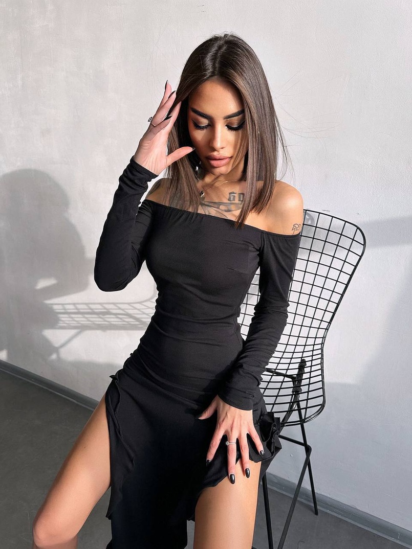 Сукня міді з розрізами та асиметричним подолом | PUSHKA SHOP