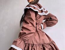 Котонова сукня декорована мереживом    Котонова сукня декорована мереживом    | PUSHKA SHOP