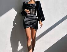 Комплект: корсет, декорований стразами + спідниця міні з драпіруванням   Ручна робота  | PUSHKA SHOP