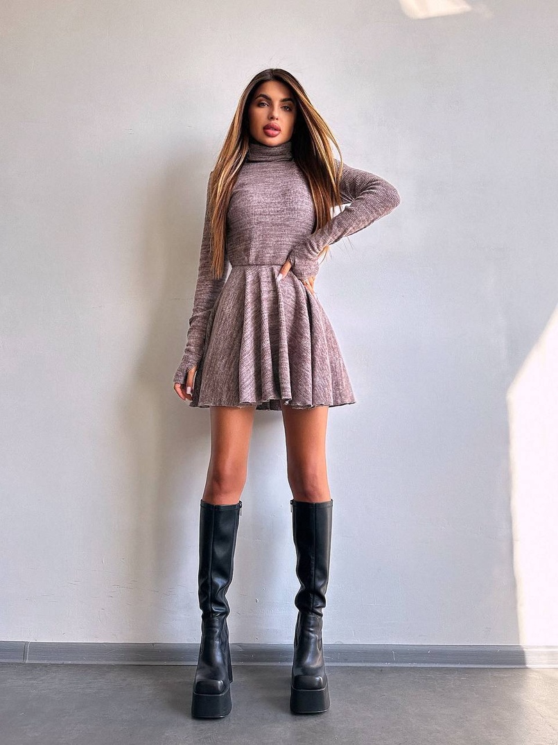 Трикотажна сукня міні із спідницею сонцем     Трикотажна сукня міні із спідницею сонцем     | PUSHKA SHOP