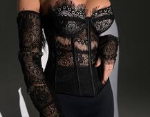 Комплект: мереживний корсет з чашечками + легінси зі штрипками + піджак Комплект: мереживний корсет з чашечками + легінси зі штрипками + піджак | PUSHKA SHOP